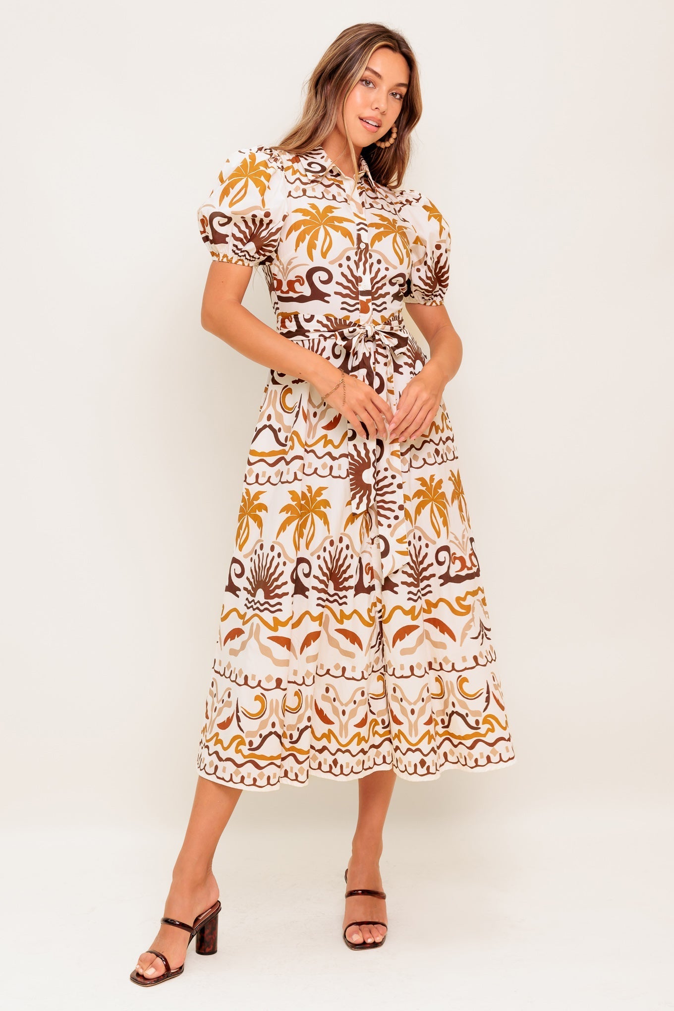 TROPICANA SUNSET WOVEN MIDI DRESS Flying Tomato